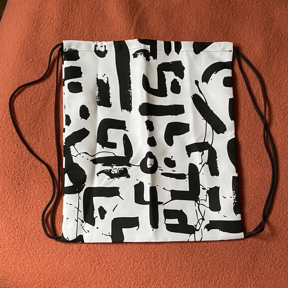 Black and White Drawstring Backpack